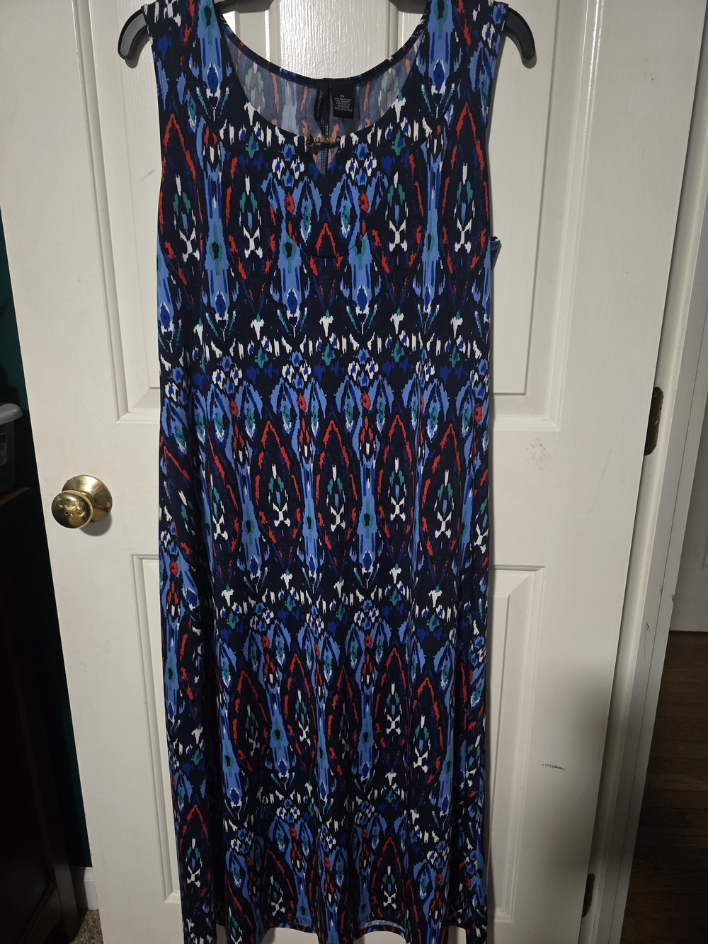 new directions Blue Multi-Color Sleeveless Patterned Maxi Dress